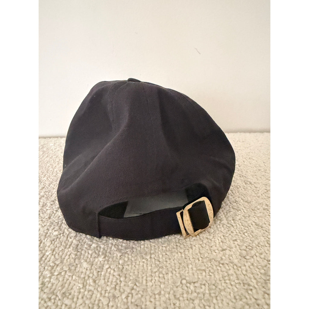 Gucci Black Logo Embroidered Cotton Baseball Cap Size XS Adjustable Strap NWT
