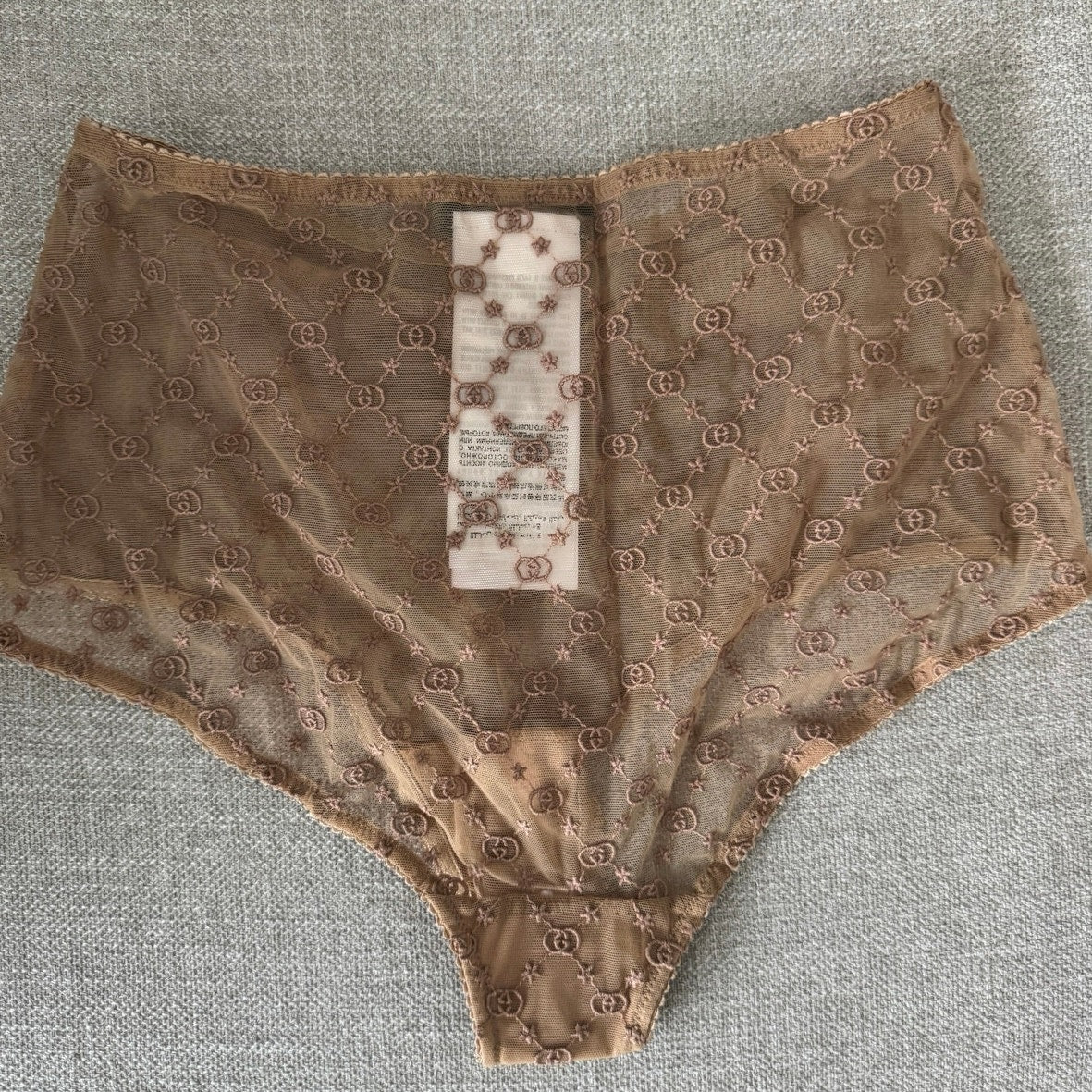 GUCCI LOVE PARADE SHEER INTERLOCKING G LOGO LINGERIE SET NUDE NWT Size Small