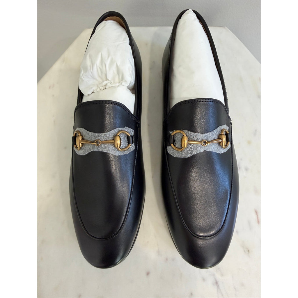 Gucci Jordaan Leather Horsebit Loafers Black Size 38.5 NIB