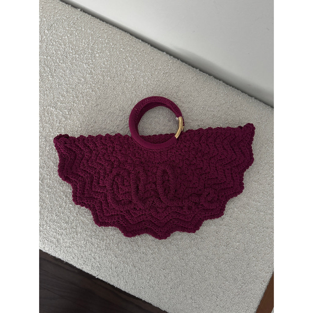 CHLOÉ  Scalloped Crocheted Tote | Bracelet Gold-Tone Handles, Slim Shape - Violet