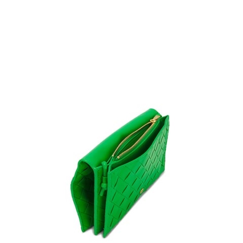 Bottega Veneta Wallet on Strap Parakeet Green & Gold Lambskin Crossbody Bag NWT