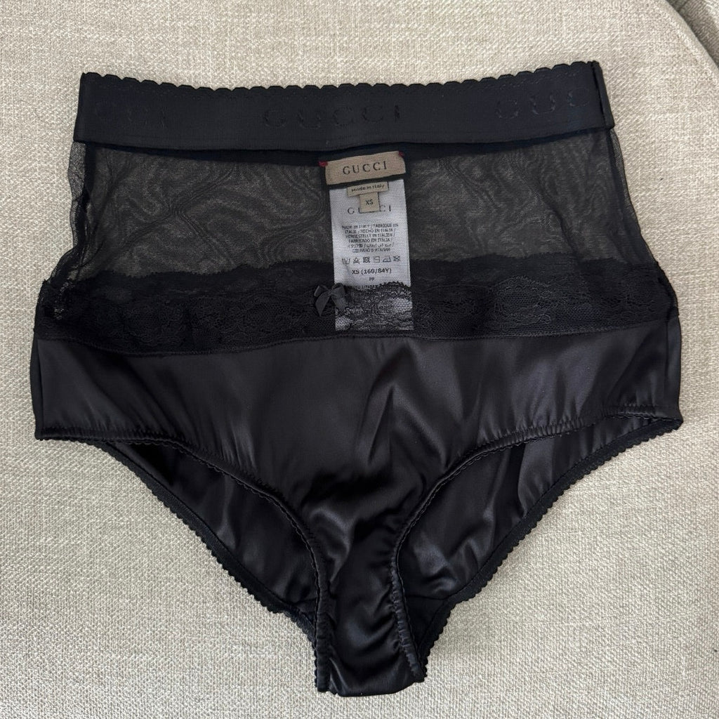 GUCCI SET LINGERIE SILK DUCHESSE BLACK SIZE XSMALL