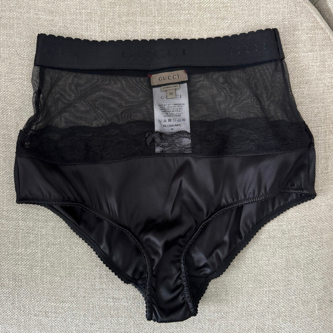GUCCI SET LINGERIE SILK DUCHESSE BLACK SIZE XSMALL