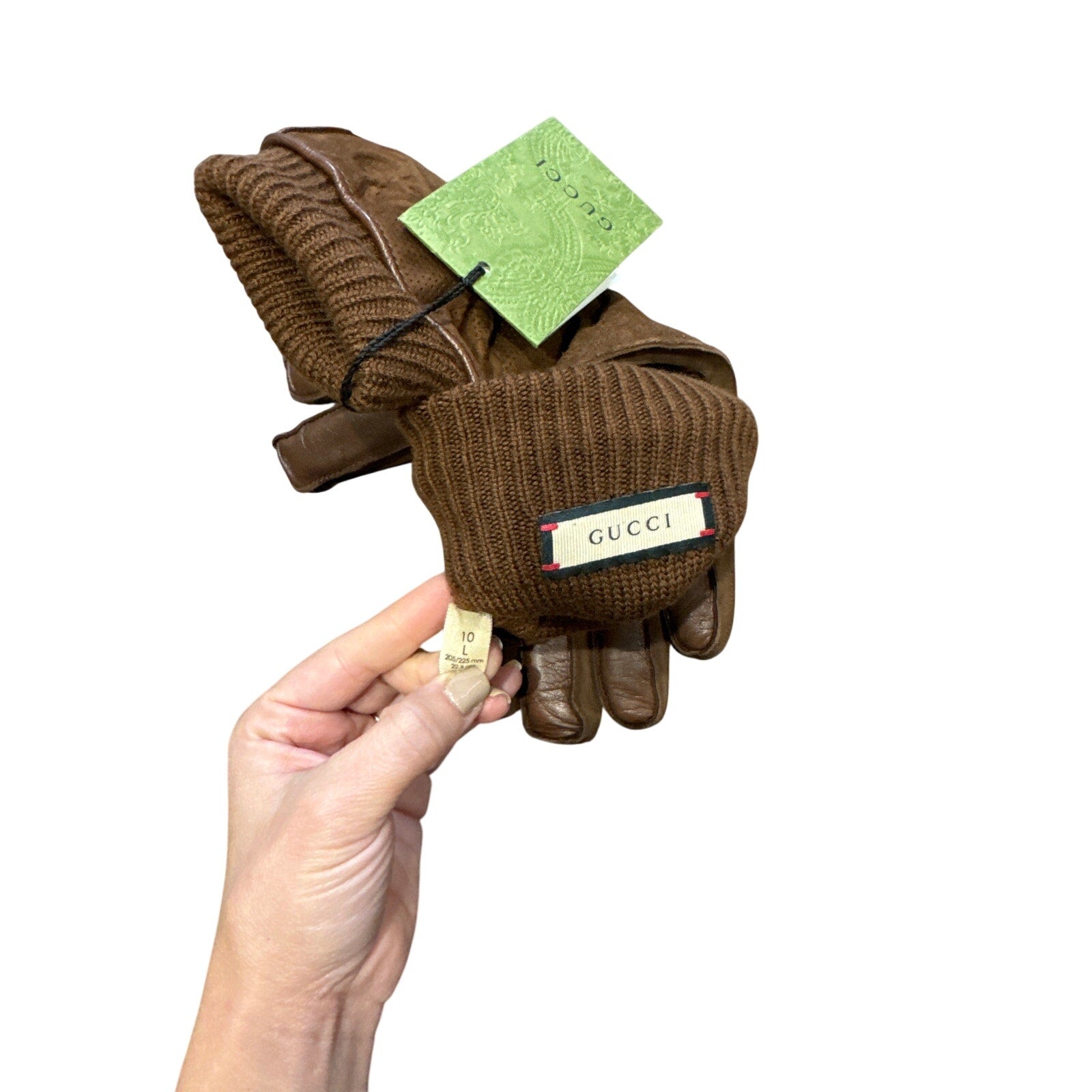 Gucci Men’s large Brown Suede Embossed Monogram GG Gloves NWT