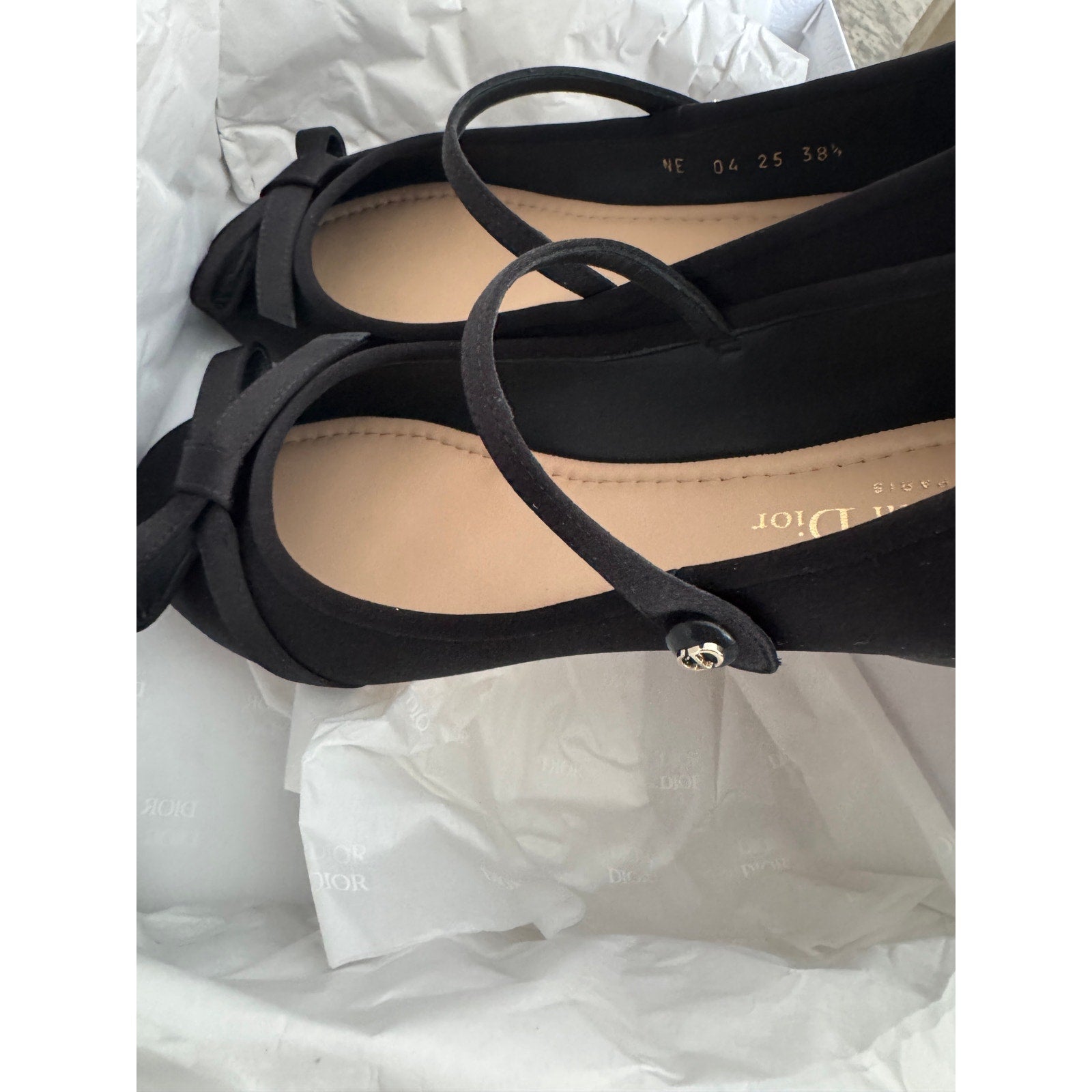Christian Dior Satin Bow Ballet Flats with Mary Jane Strap BNIB 38.5