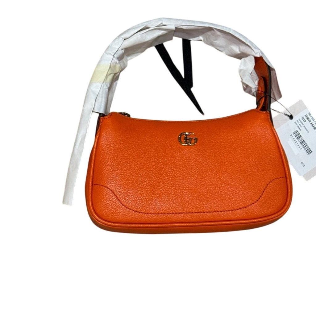 Gucci Mini Aphrodite Tote Bag in Carrot Orange Leather NWT
