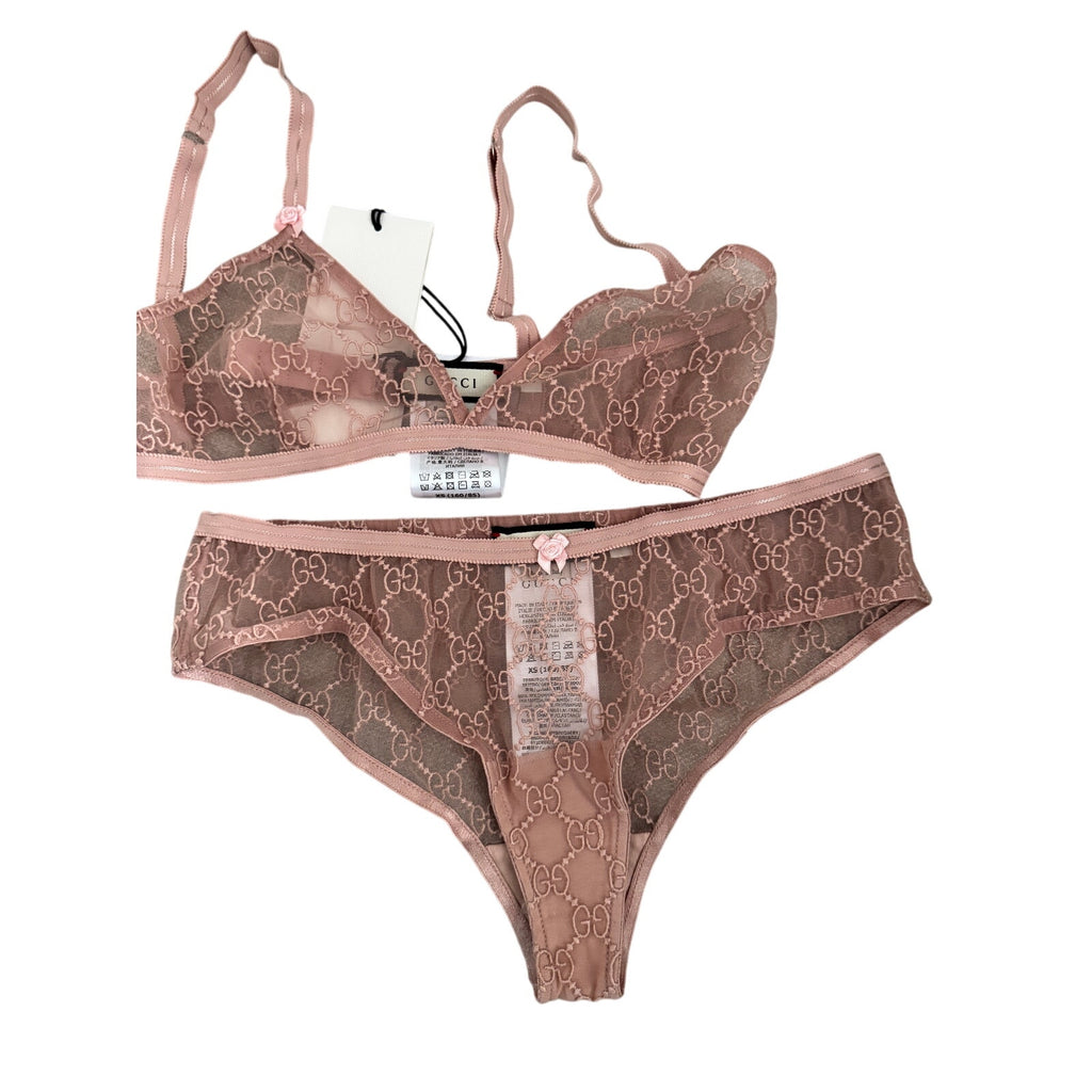 GG All Over Embroidered Tulle Lingerie Set size  XS