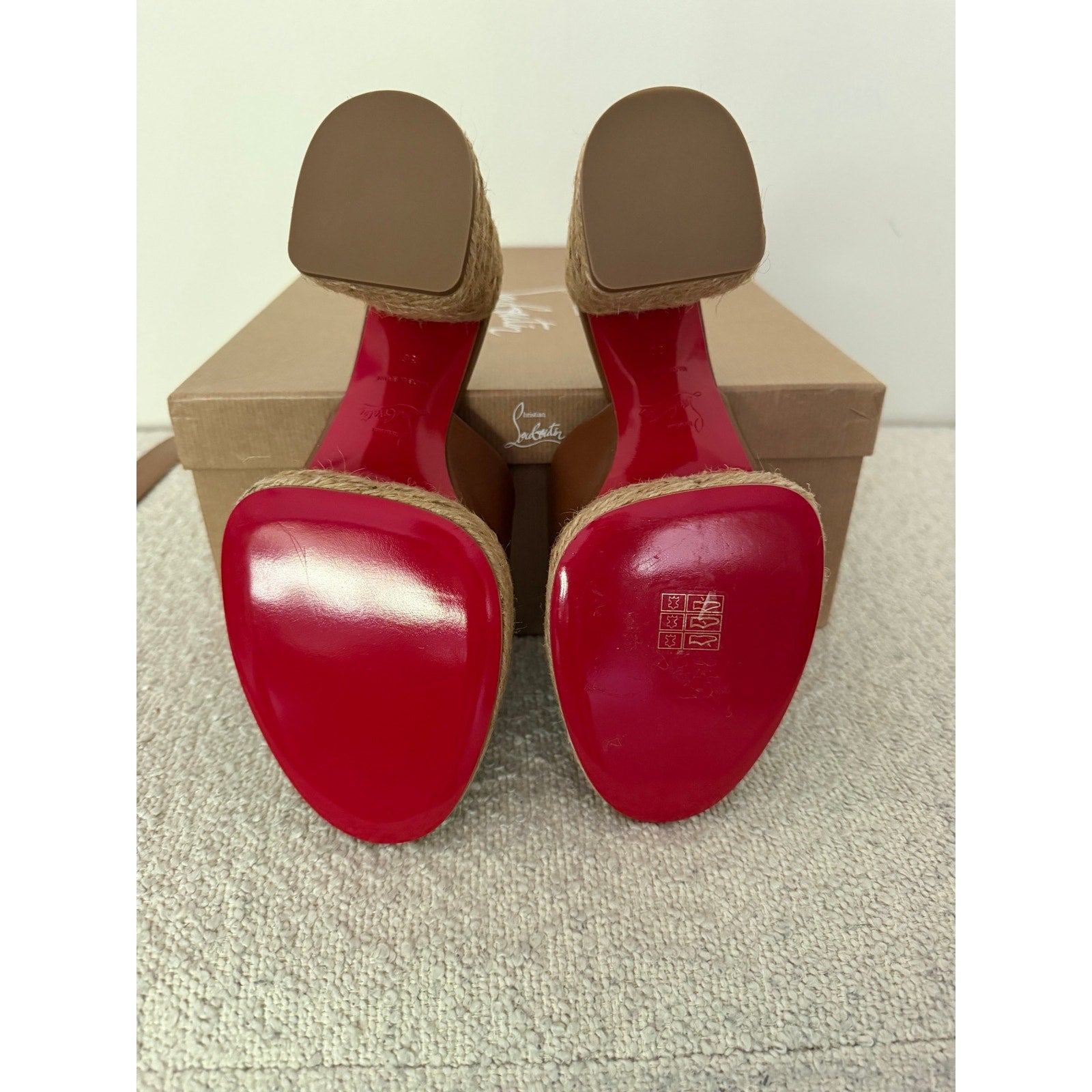 Christian Louboutin Brown Calakala 85mm Leather Platform Mules Size 36