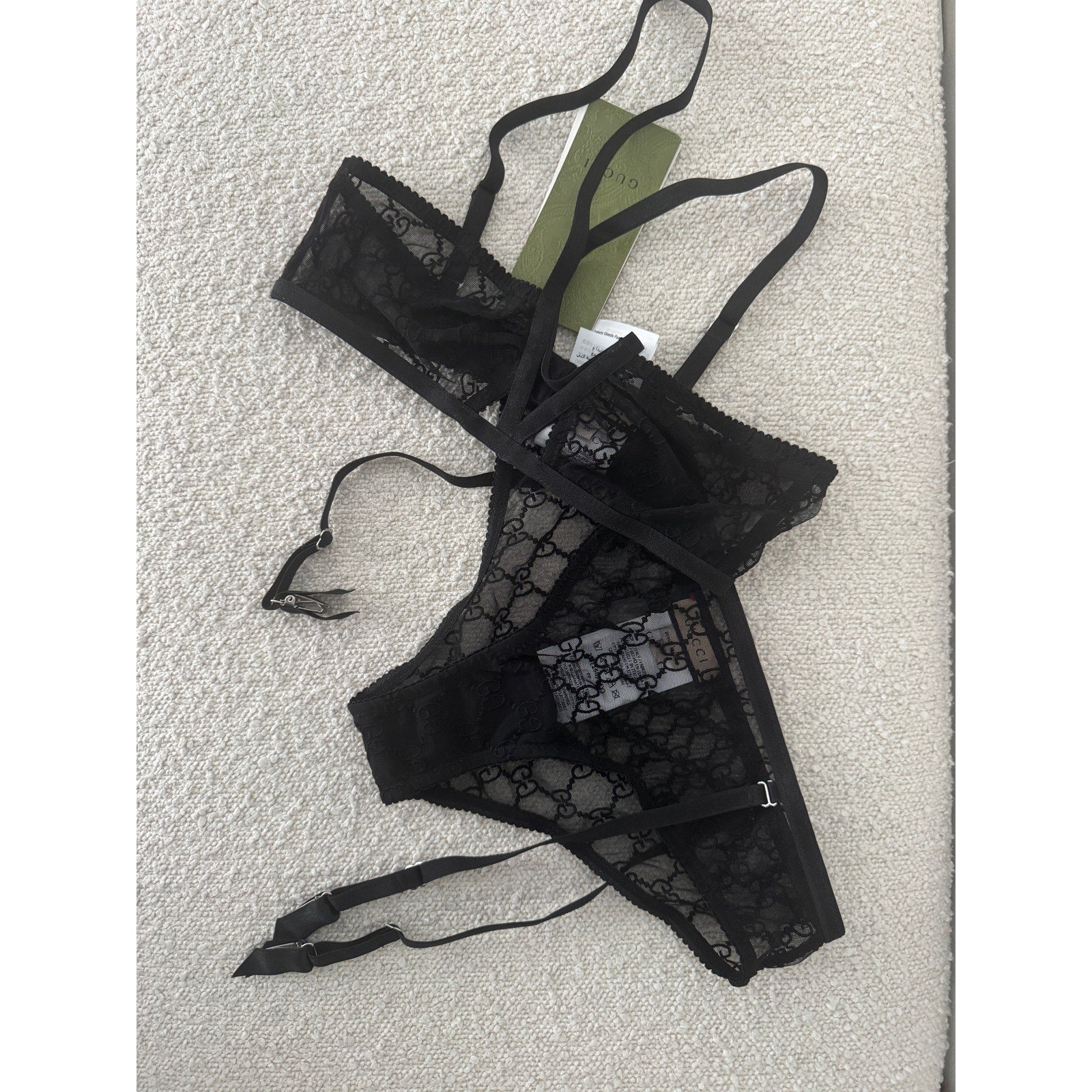 GUCCI Gg Star Tulle Lingerie Set In Black Size XS NWT