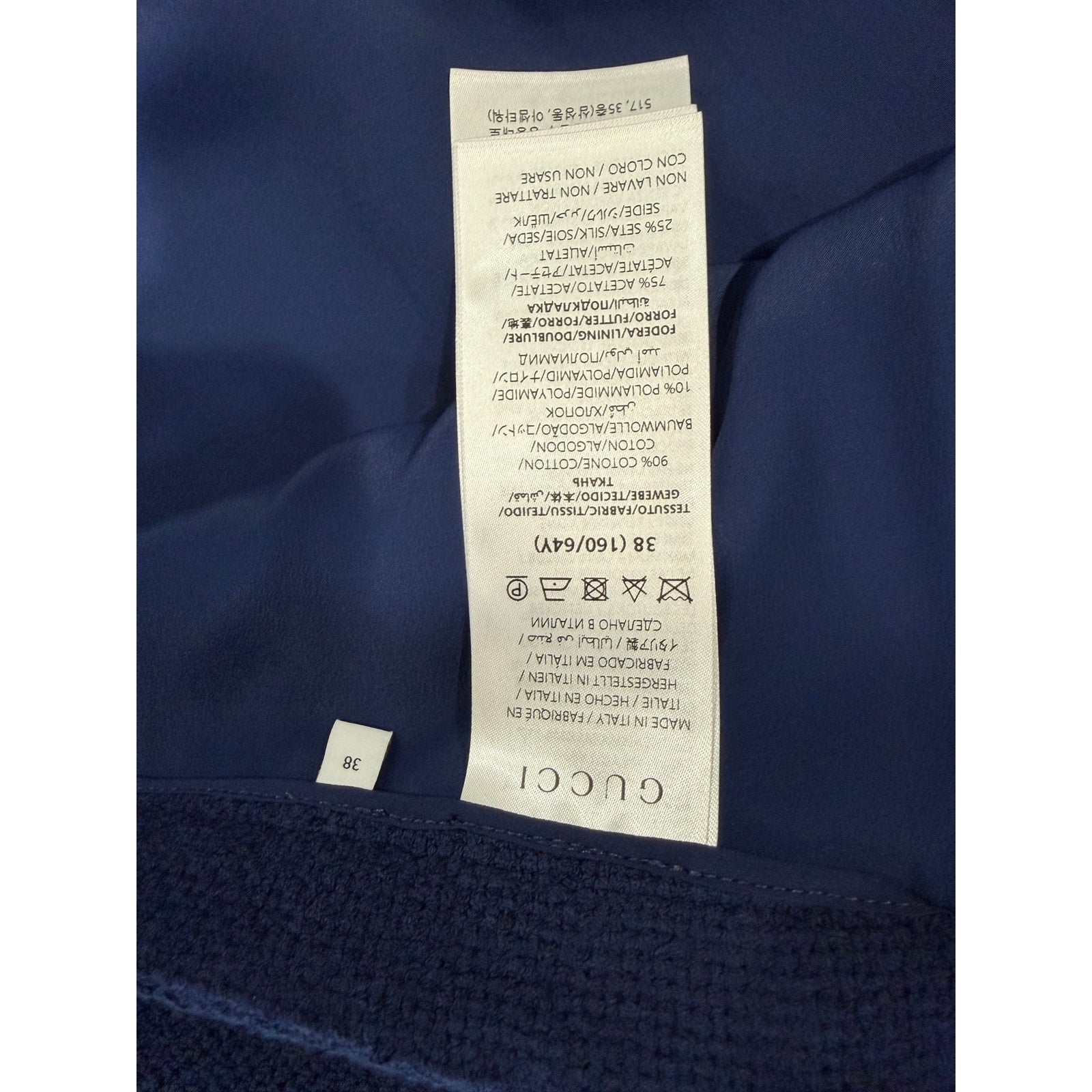 Gucci Blue Cotton Blend Tweed Mini Skirt | Gold Logo Button | IT 38