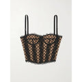 GUCCI Lace-Trimmed Embroidered Cotton-Blend Tulle And Satin Bustier Top Black XS