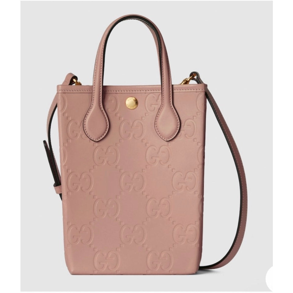 Gucci GG Leather Super Mini Shoulder Bag Pink NWT