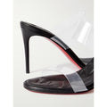 Christian Louboutin Just Loubi Nothing 85 Pvc Women Mules Black NWT 36.5