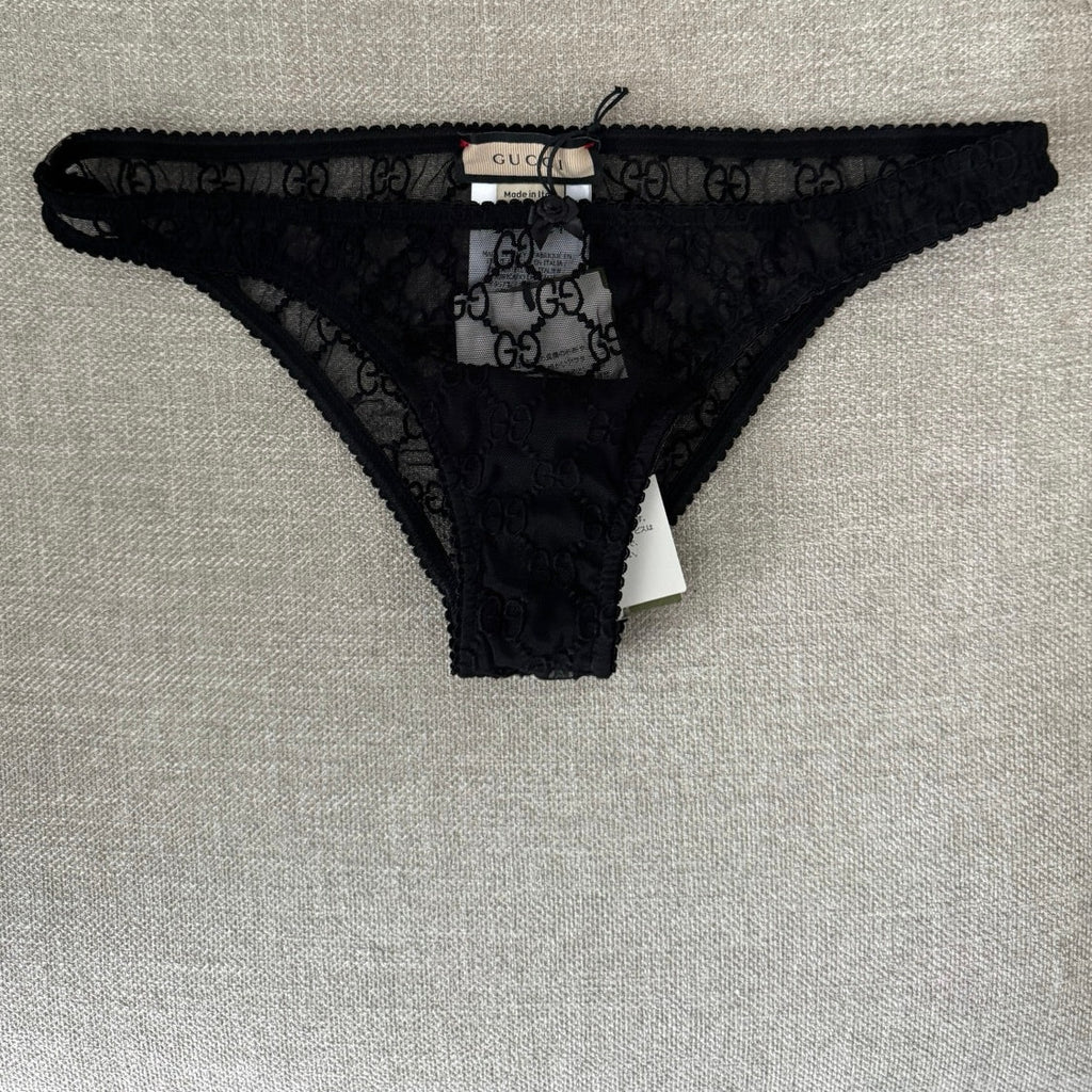 GUCCI SHEER LOGO PANTY BLACK NWT MEDIUM