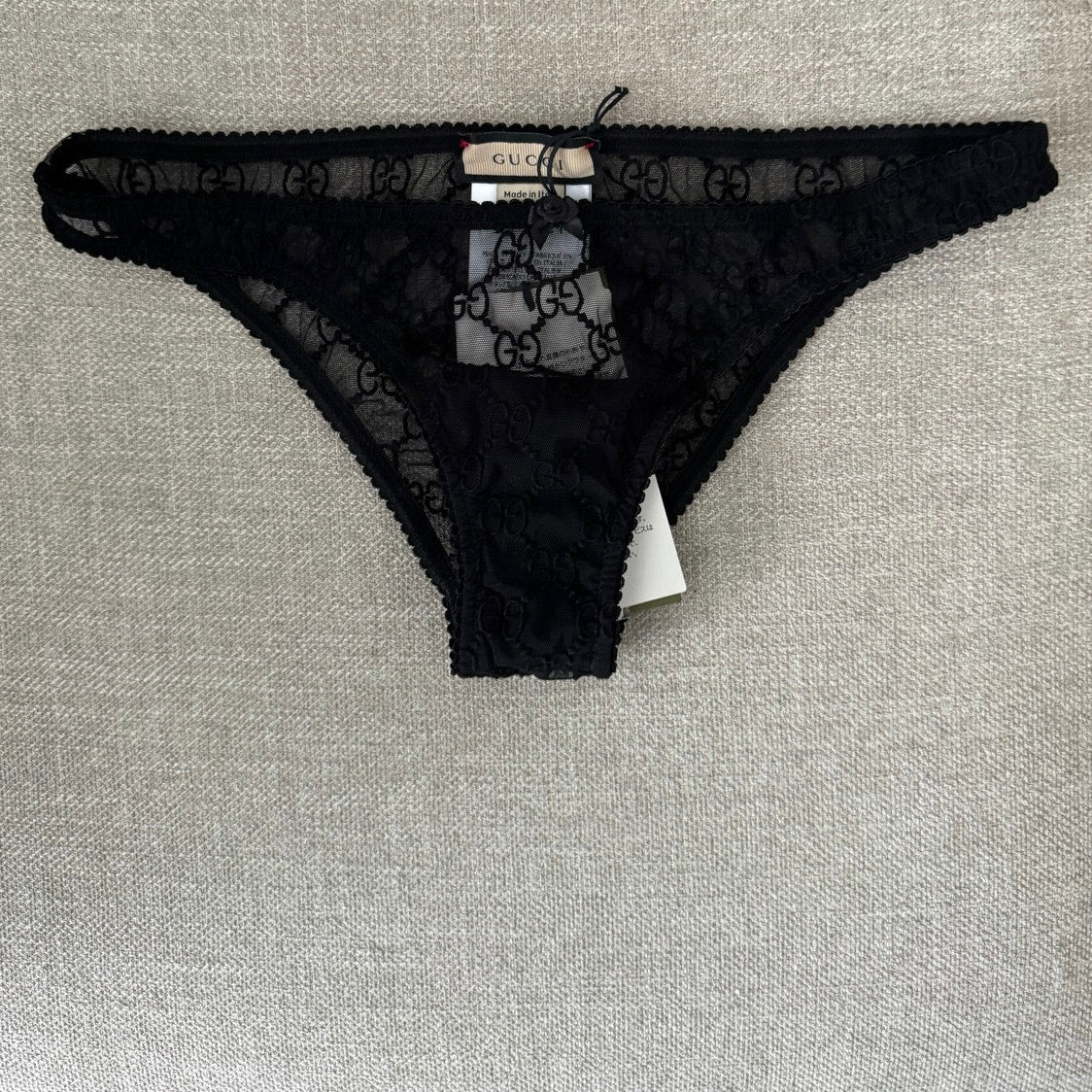 GUCCI SHEER LOGO PANTY BLACK NWT MEDIUM