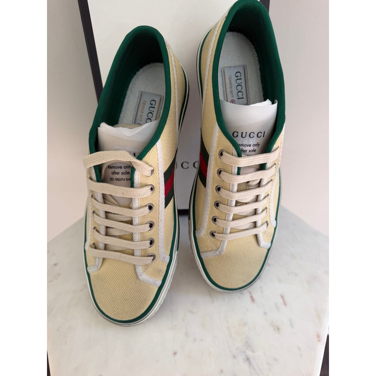 Gucci Tennis 1977 Canvas Sneakers Beige Green Red Men’s UK 8.5 US 9 New in Box