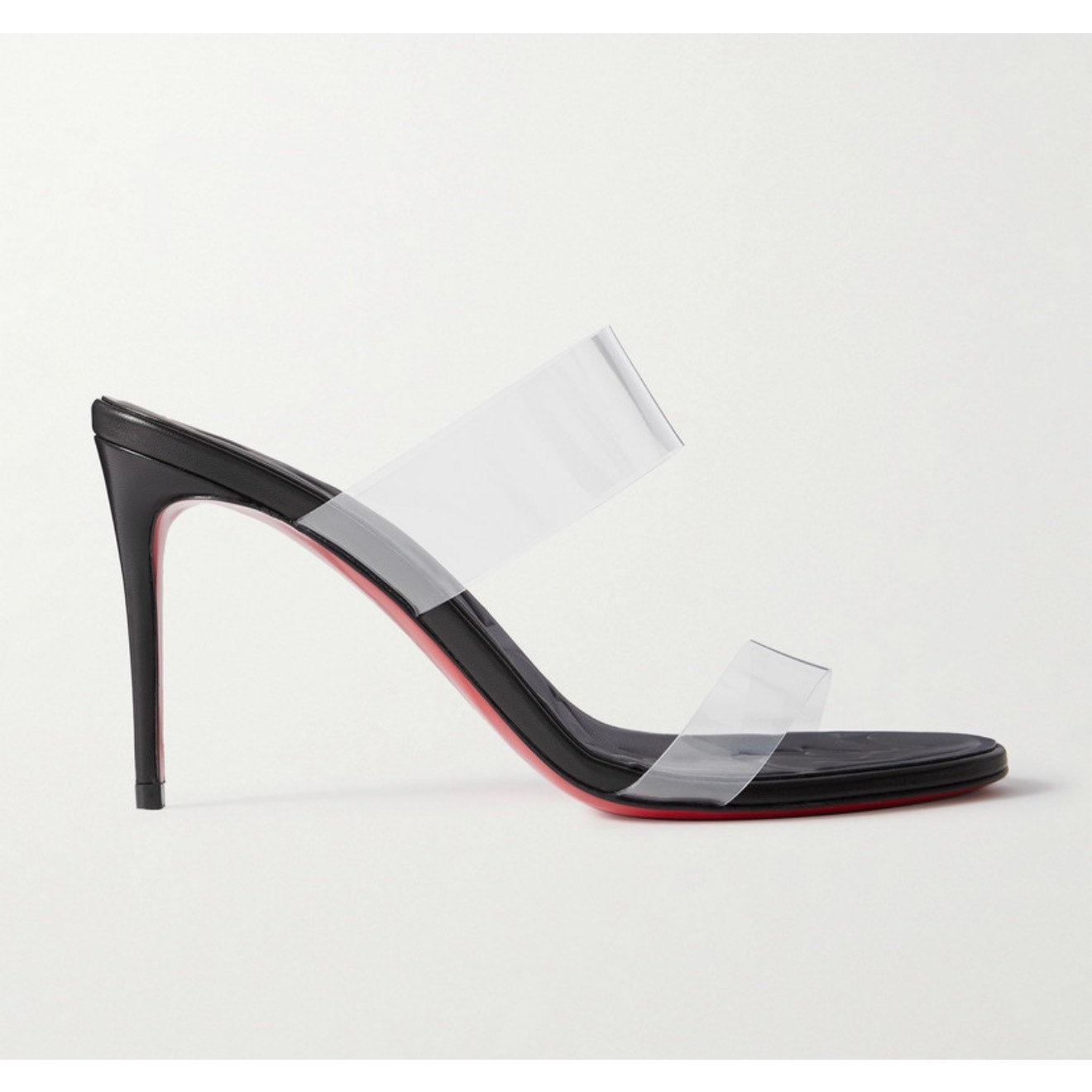 Christian Louboutin Just Loubi Nothing 85 Pvc Women Mules Black NWT 37