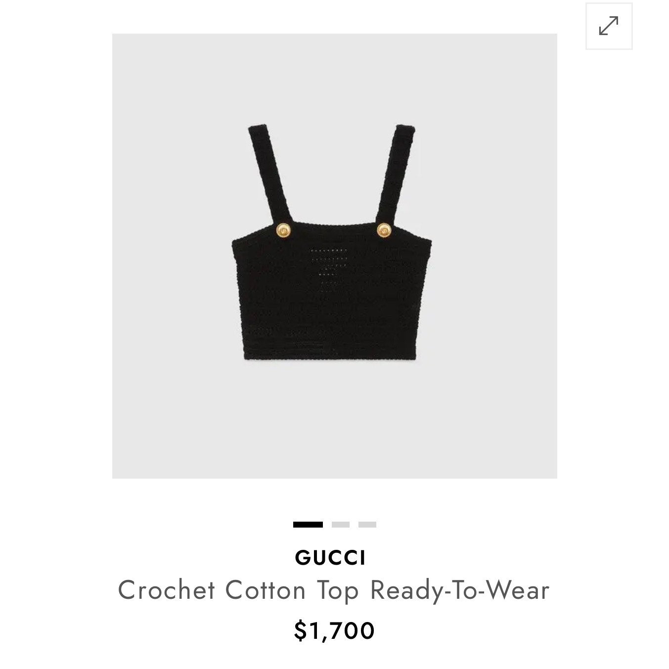 GUCCI Black Crochet Cotton Top Ready-To-Wear Size Small NWT