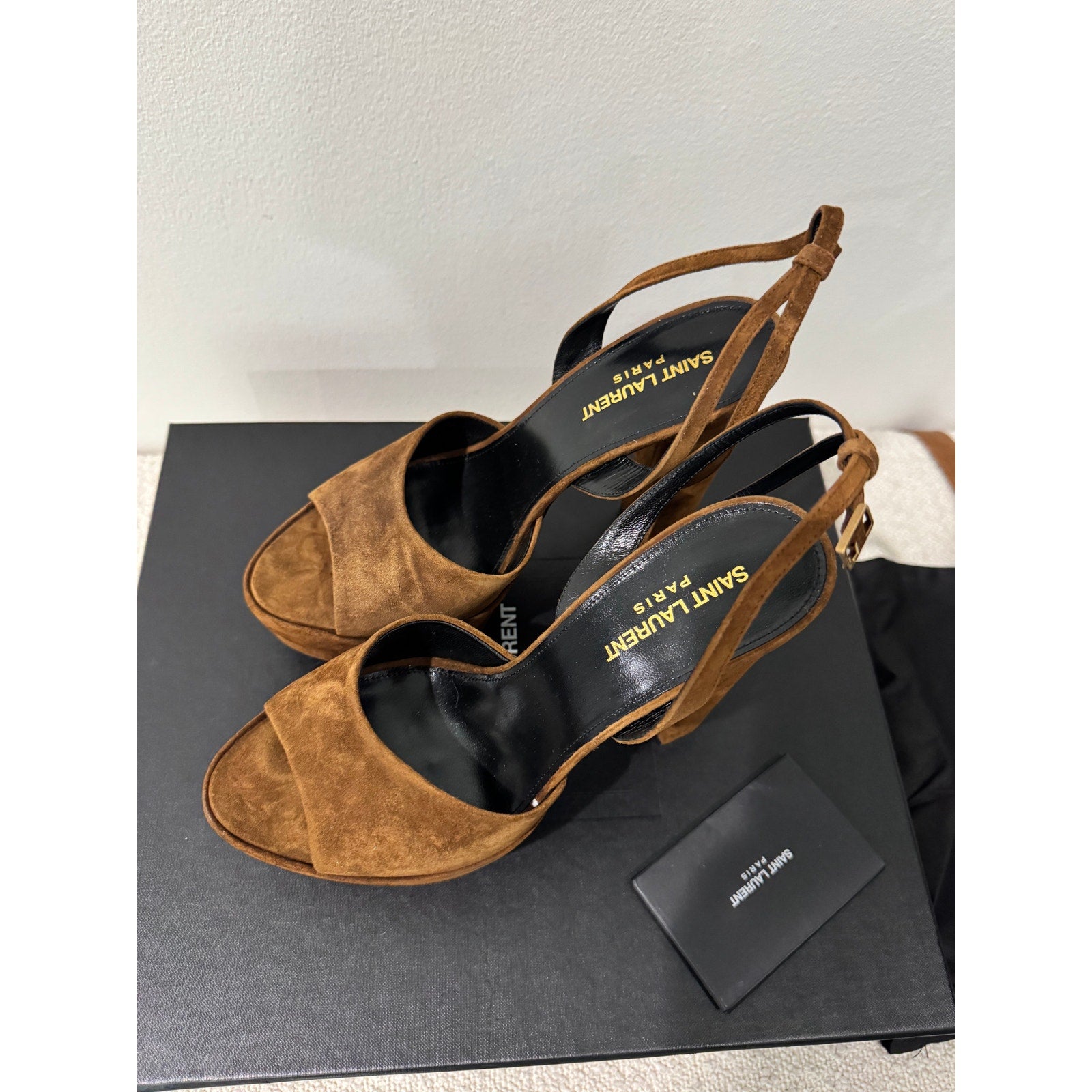 SAINT LAURENT JODIE PLATFORM SANDALS IN SUEDE LAND BNIB 39