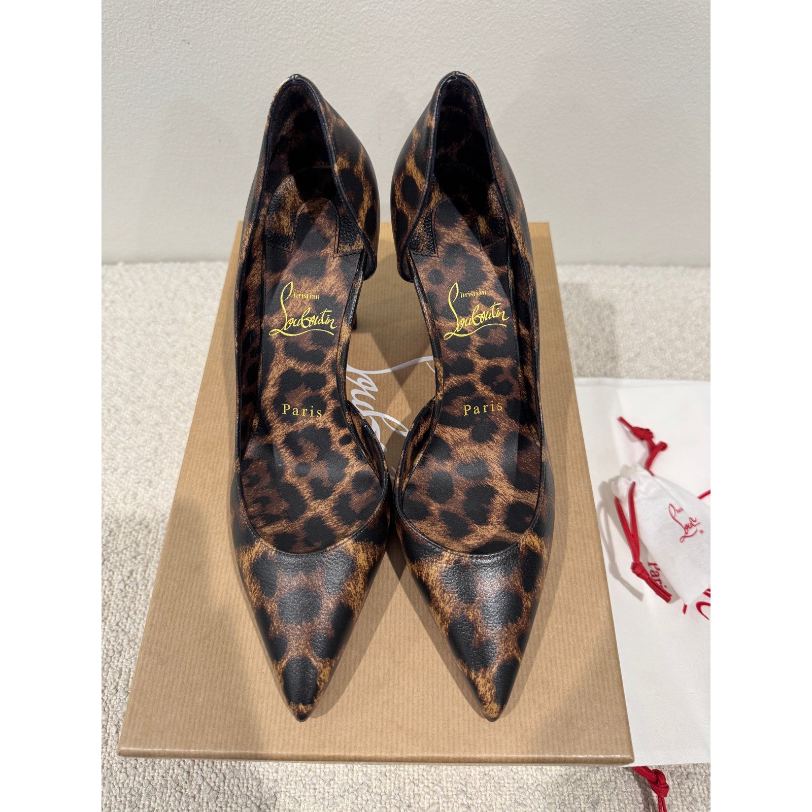 CHRISTIAN LOUBOUTIN Vibella Red-Sole Leopard-Print Leather Pumps 37 BNIB