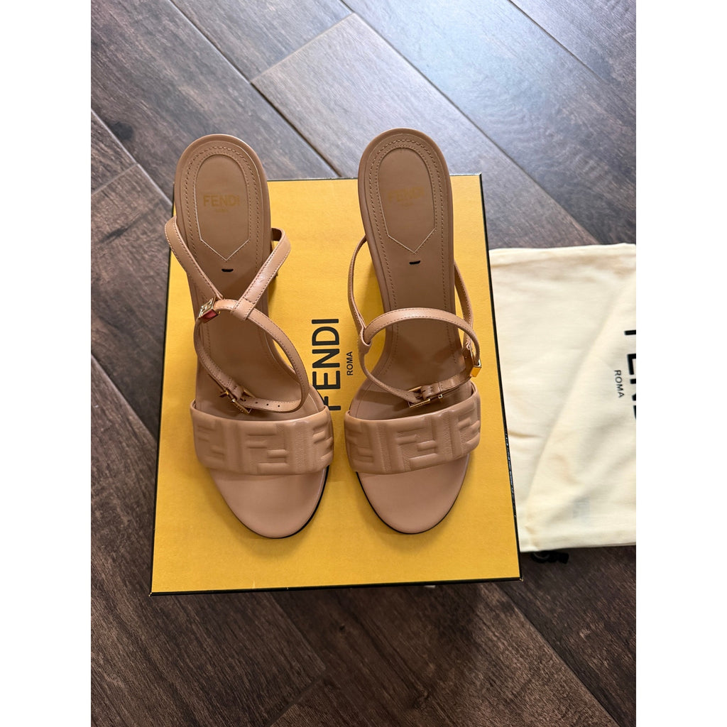 Fendi Dolphin Logo Embossed Ankle Strap Sandals BNIB SIZE 40