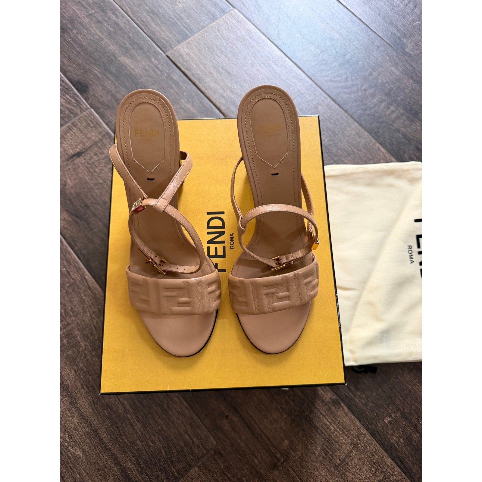 Fendi Dolphin Logo Embossed Ankle Strap Sandals BNIB SIZE 40