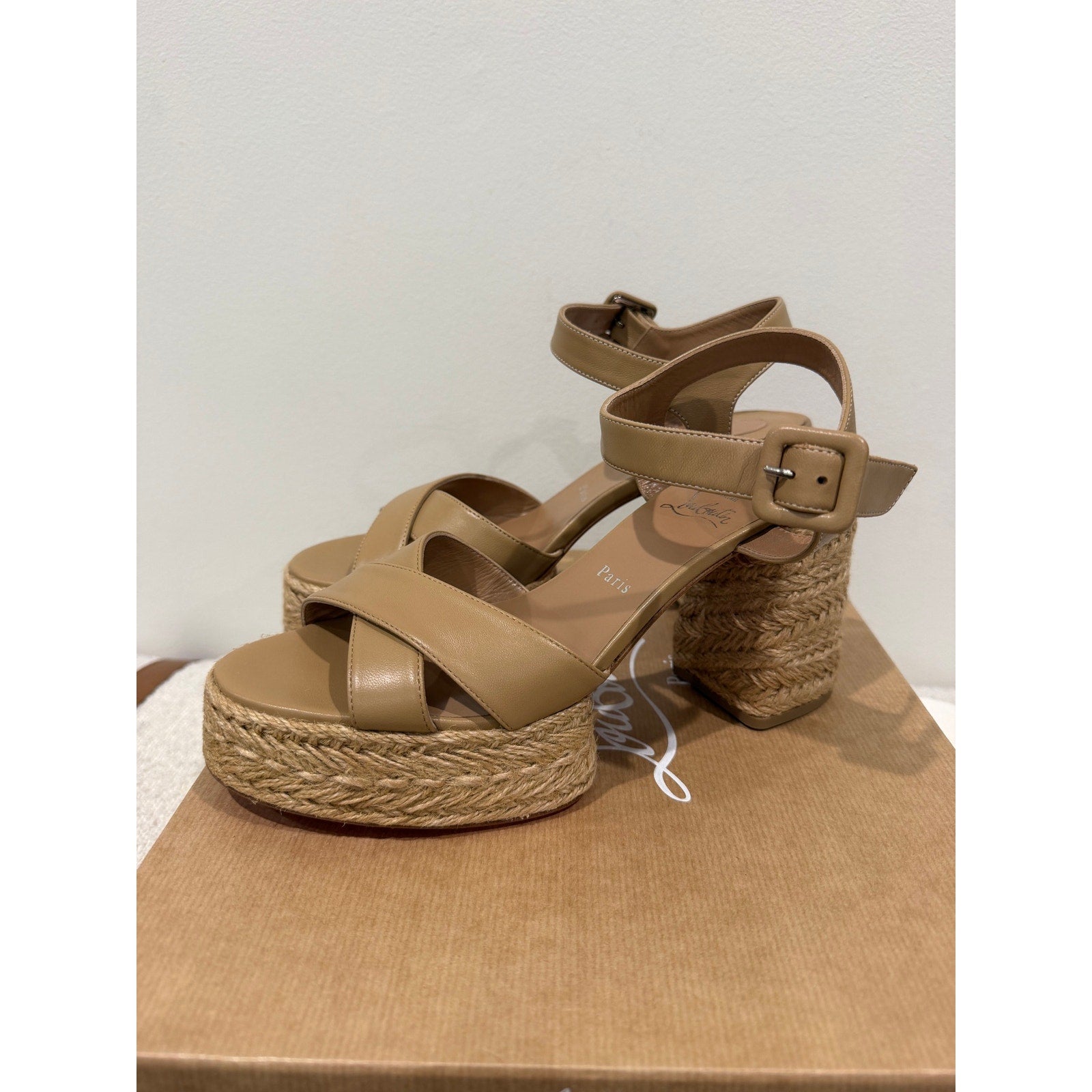 CHRISTIAN LOUBOUTIN 70mm Calakala Leather Sandals Size 40