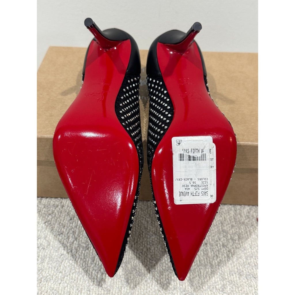 Christian Louboutin Apostropha Mesh Strass Pumps 80mm Black Crystal | BNIB 36.5