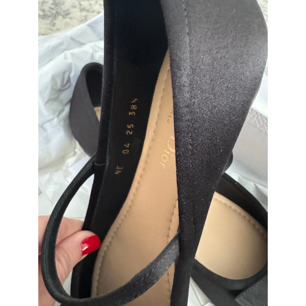 Christian Dior Satin Bow Ballet Flats with Mary Jane Strap BNIB 38.5