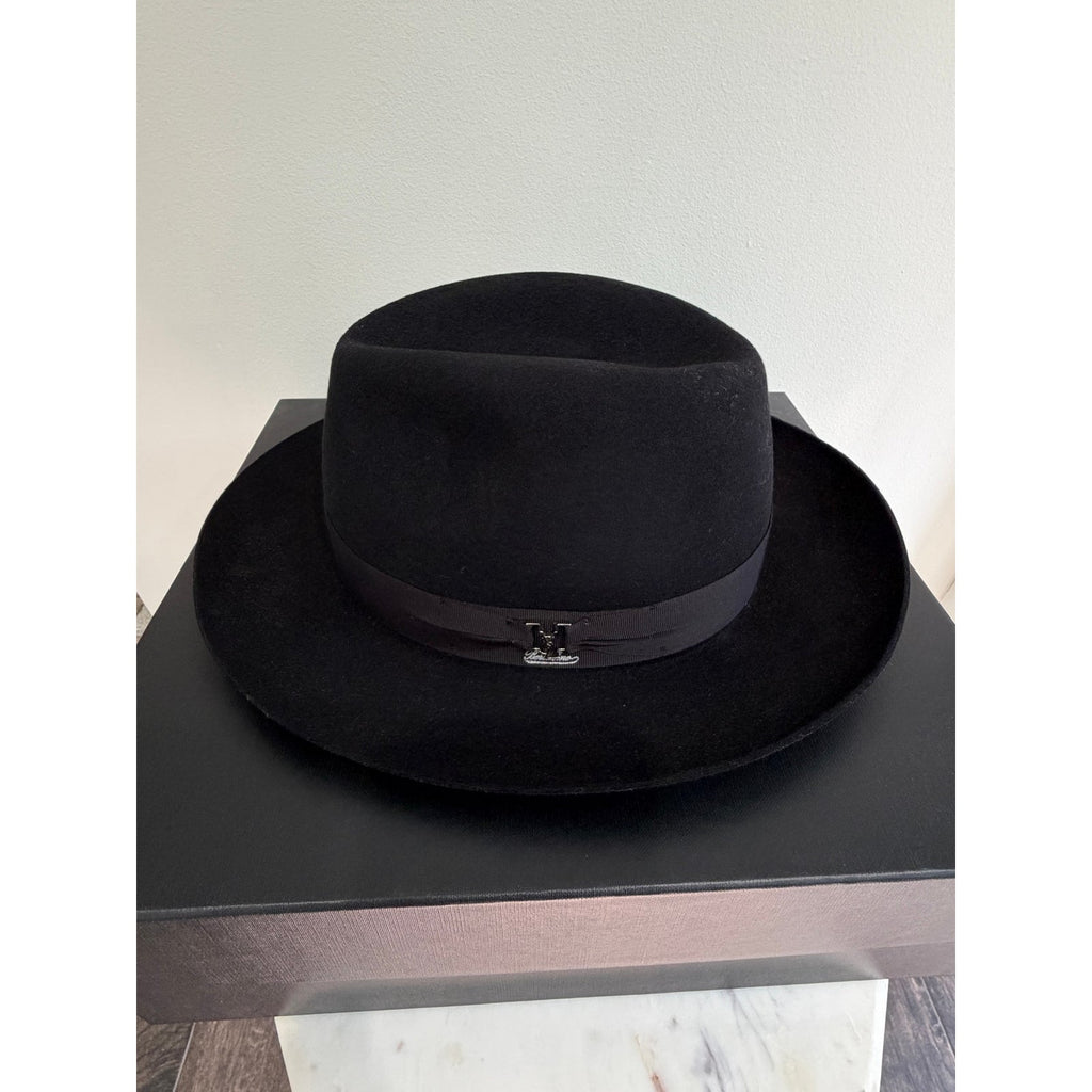 Saint Laurent x Borsalino Federico Black Wool Felt Fedora Hat Size 58 Medium Unisex