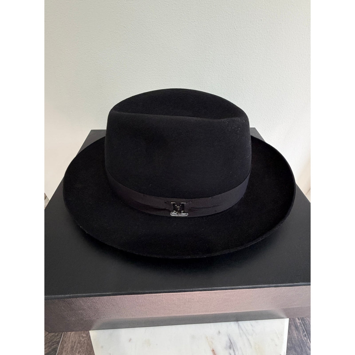 Saint Laurent x Borsalino Federico Black Wool Felt Fedora Hat Size 58 Medium Unisex