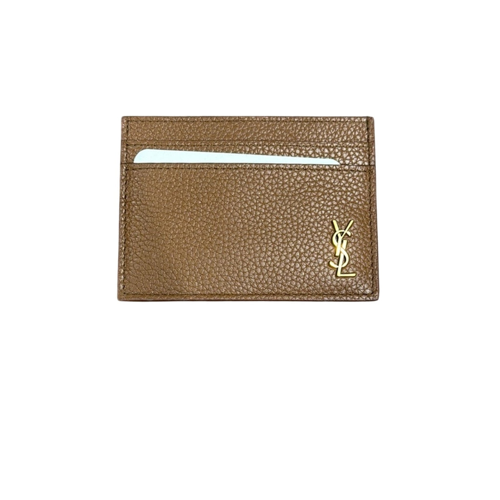 Saint Laurent Cassandre Card Holder Wallet | Black Leather Gold Logo YSL NWT
