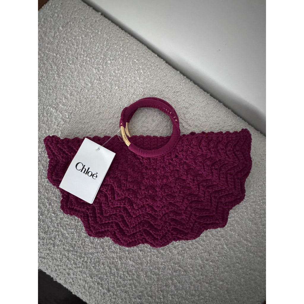 CHLOÉ  Scalloped Crocheted Tote | Bracelet Gold-Tone Handles, Slim Shape - Violet