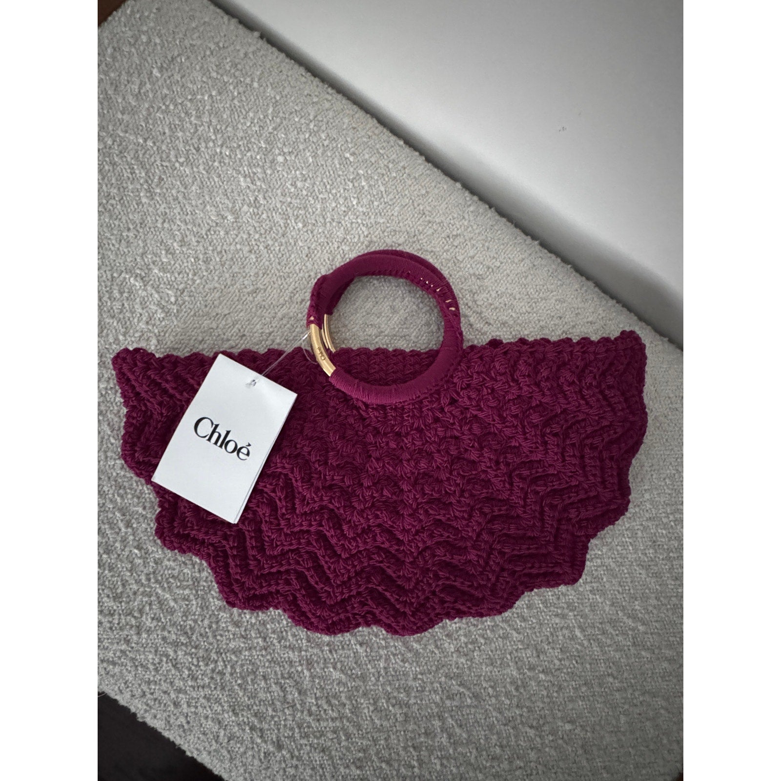 CHLOÉ  Scalloped Crocheted Tote | Bracelet Gold-Tone Handles, Slim Shape - Violet