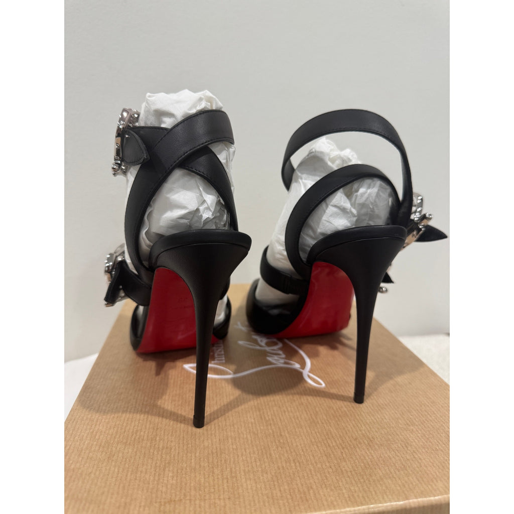 CHRISTIAN LOUBOUTIN 38 Giddylina 100 buckle-embellished leather pumps$1,495