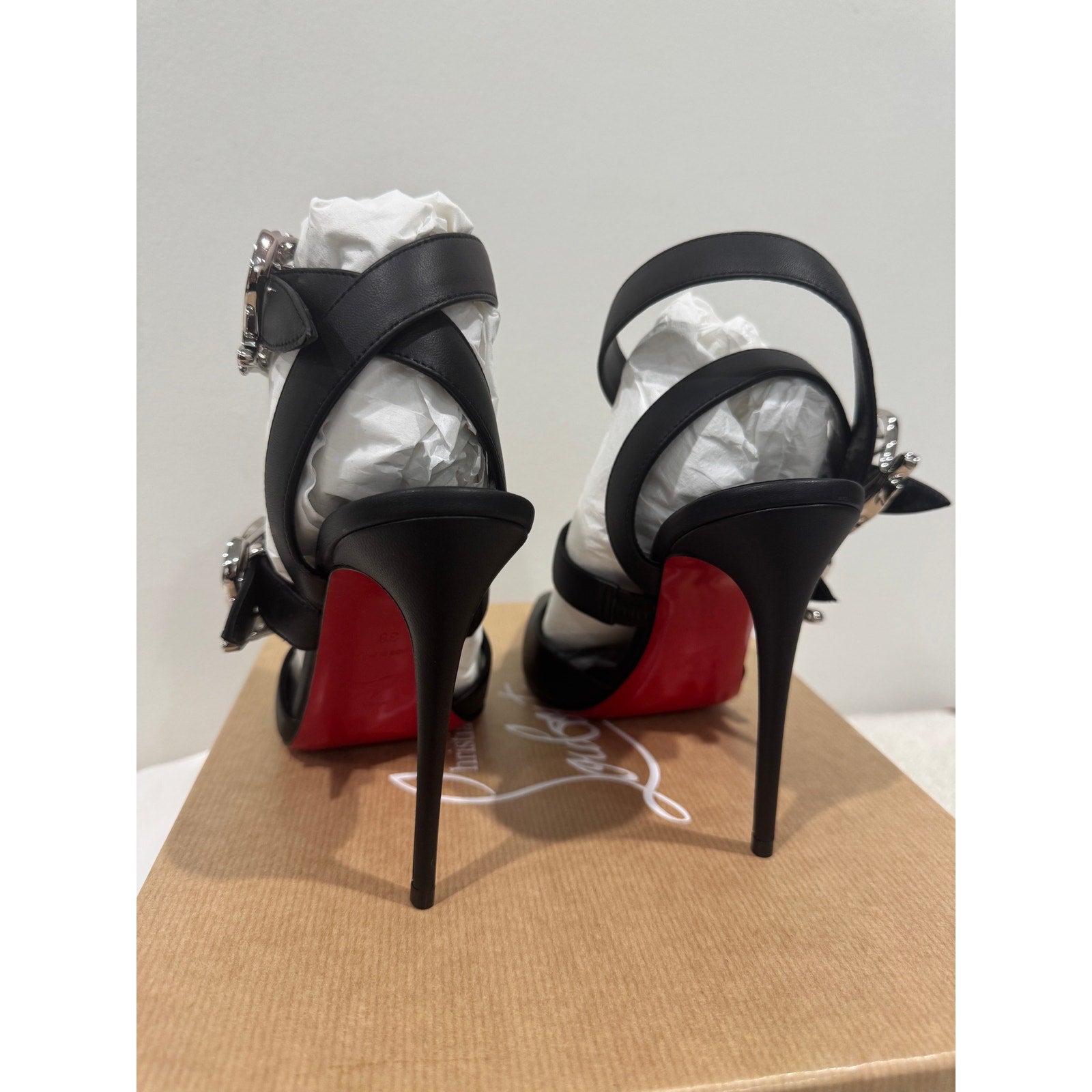 CHRISTIAN LOUBOUTIN 38 Giddylina 100 buckle-embellished leather pumps$1,495