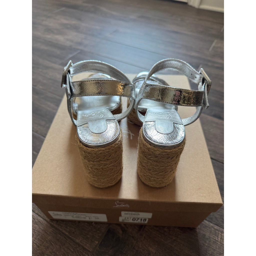 CHRISTIAN LOUBOUTIN Calakala 85 metallic leather espadrille sandals BNIB 38