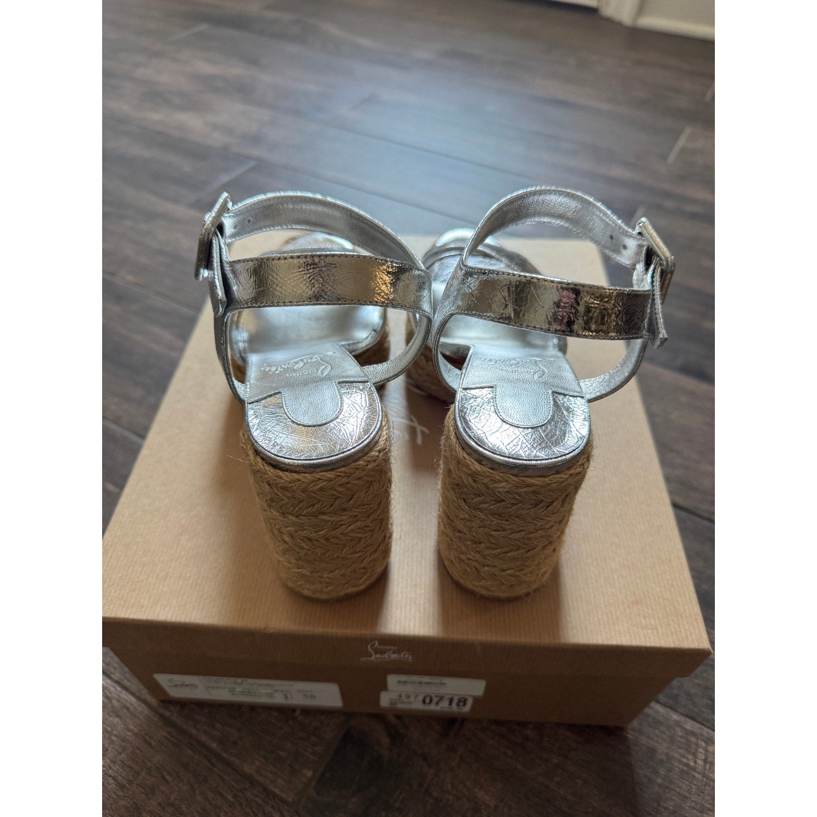 CHRISTIAN LOUBOUTIN Calakala 85 metallic leather espadrille sandals BNIB 38