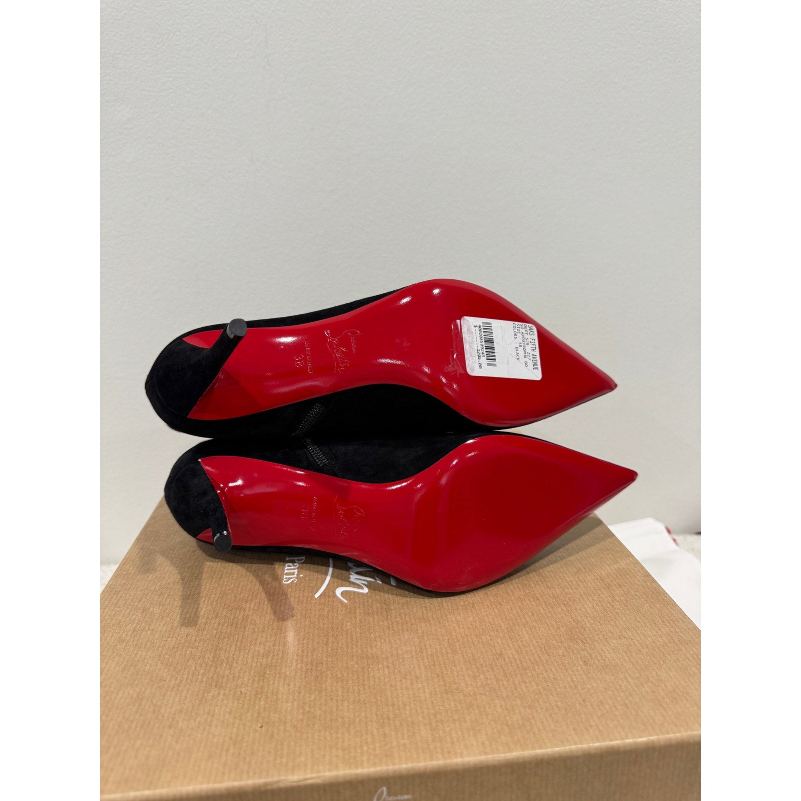 CHRISTIAN LOUBOUTIN So Apostropha Booty 80 Suede Black Ankle Boots 38 BNIB