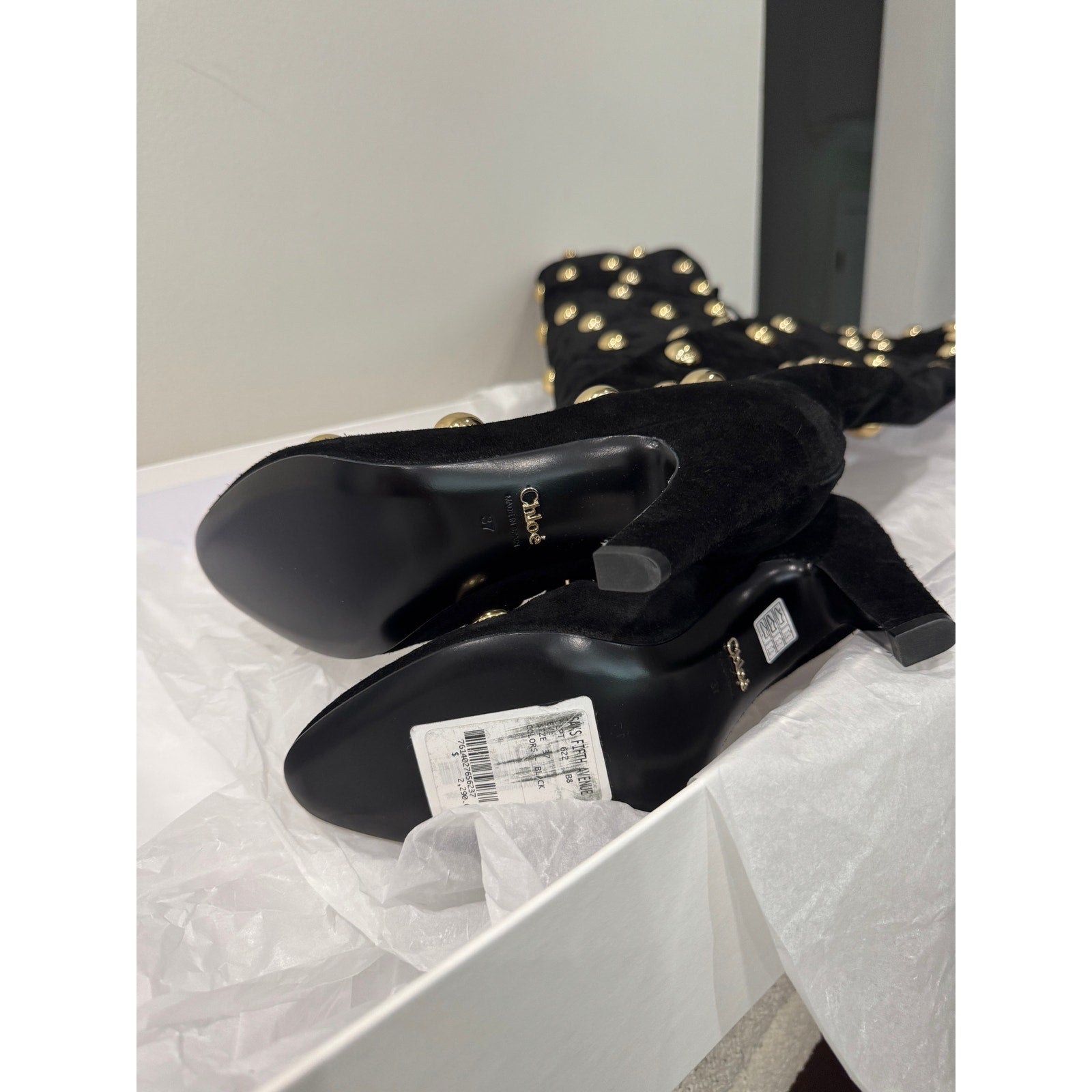Chloé Eve Studded Over-the-Knee Boots Black 37 – Beyoncé Wore These! BNIB