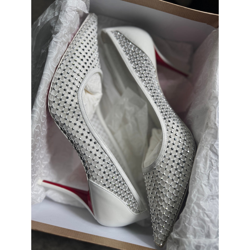 Christian Louboutin Apostropha Mesh Strass Pumps 80mm Black Crystal | New in Box