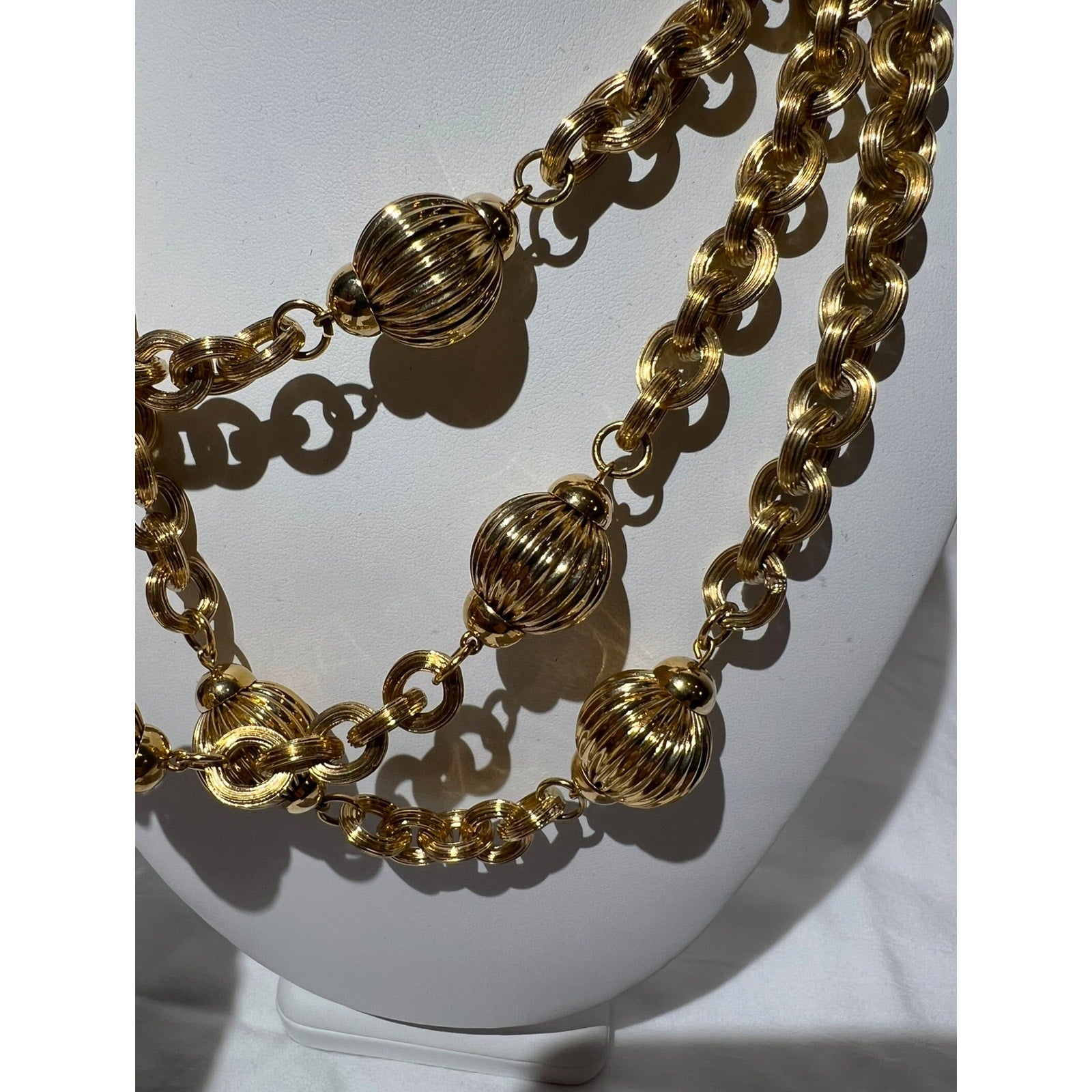 Vintage Givenchy Textured Station Multi-Strand Necklace