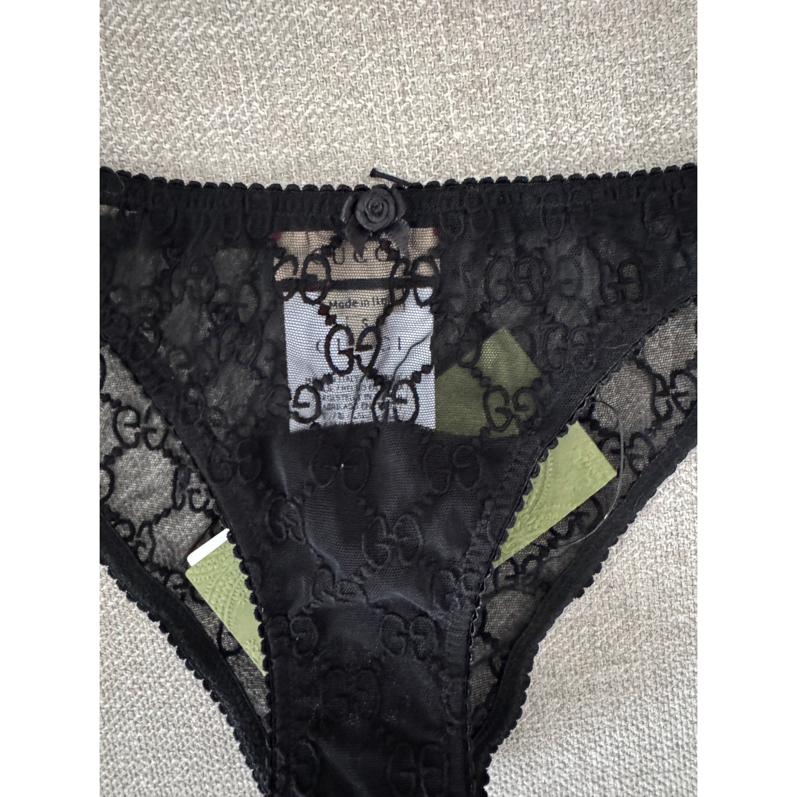 GUCCI SHEER LOGO PANTY BLACK NWT Size Small