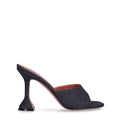 Amina Muaddi Lupita Denim Mule Sandals Dark Blue 95mm Heel Size 37 BNIB
