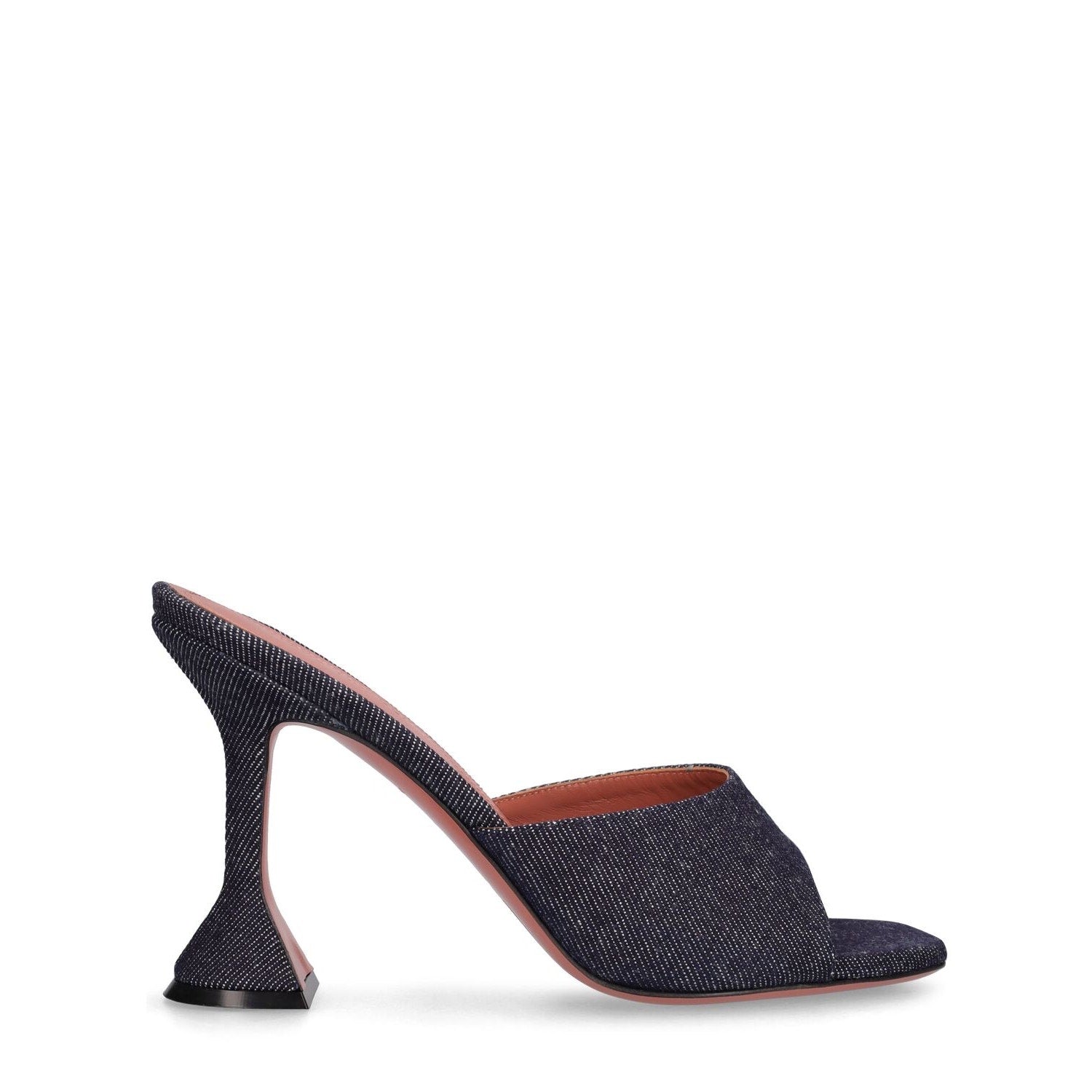 Amina Muaddi Lupita Denim Mule Sandals Dark Blue 95mm Heel Size 37 BNIB