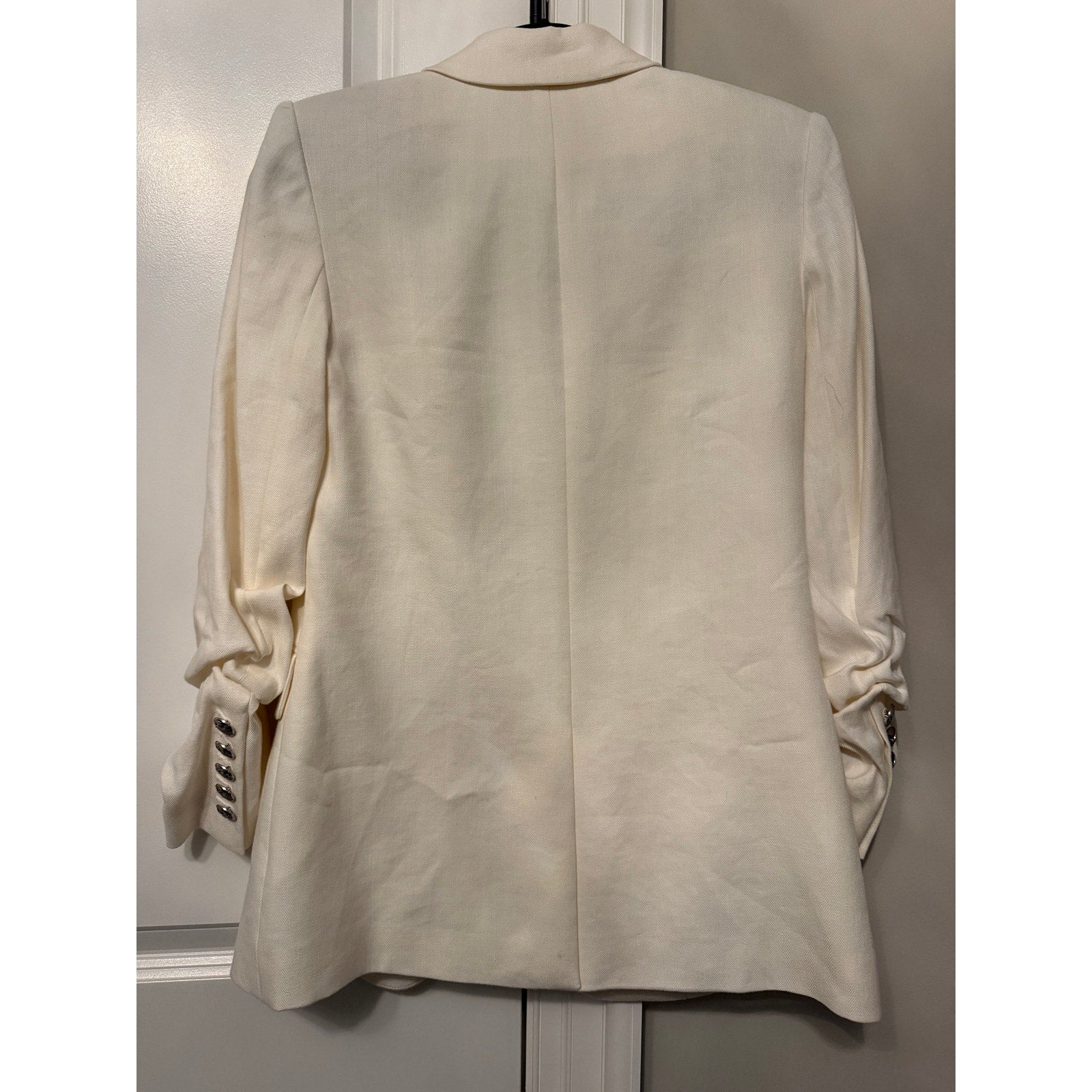Veronica Beard Ivory Linen Double-Breasted Blazer Jacket Size 2 NWT Silver Crest Buttons