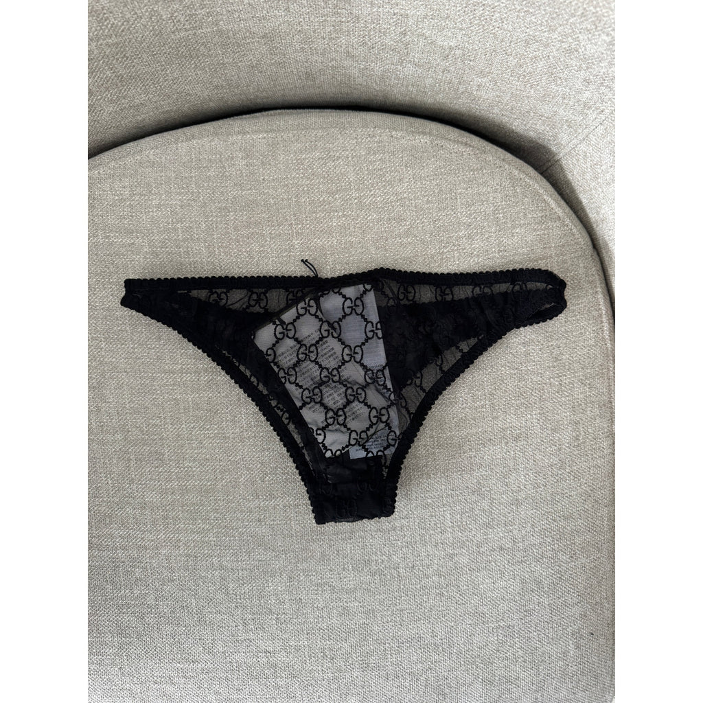 GUCCI SHEER LOGO PANTY BLACK NWT MEDIUM