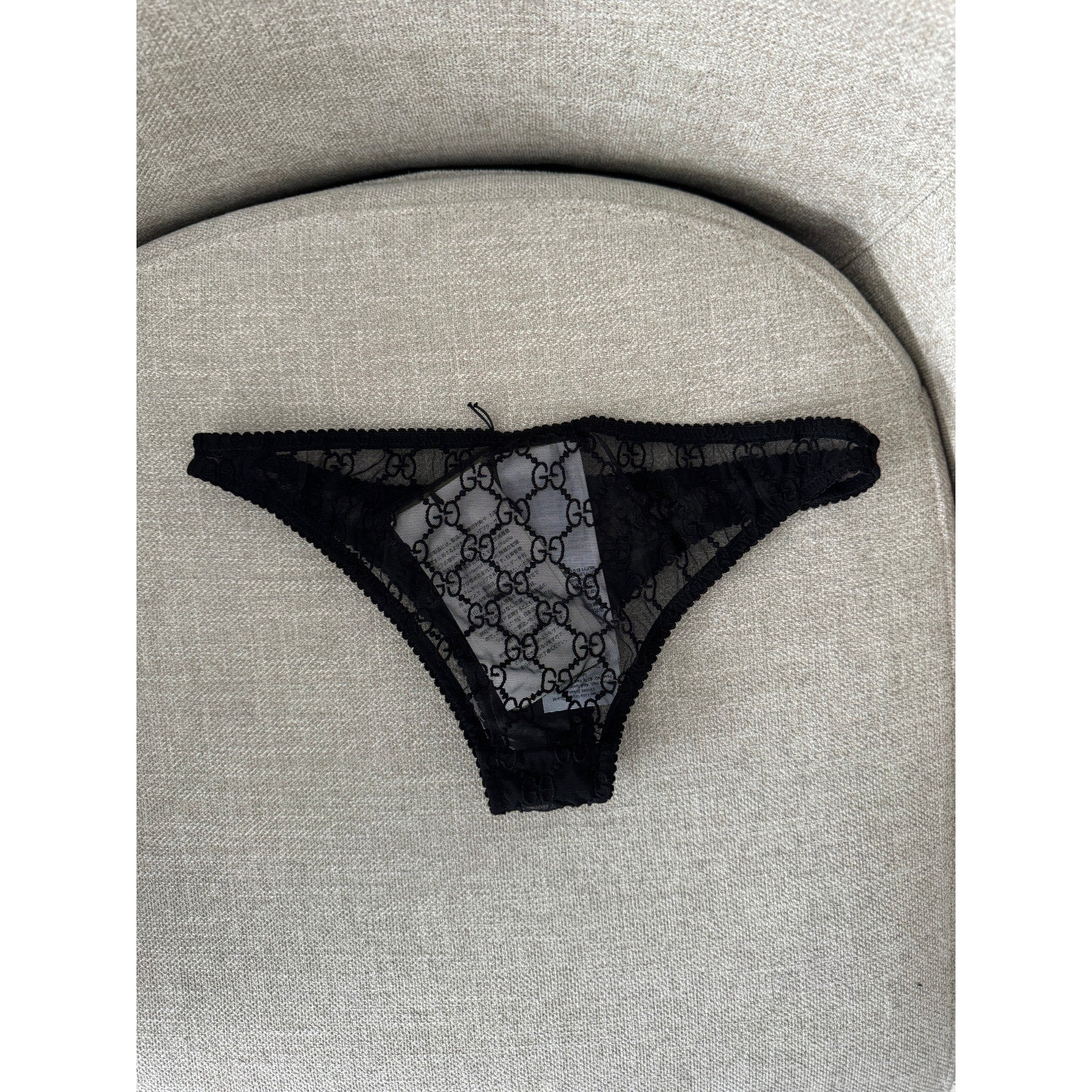 GUCCI SHEER LOGO PANTY BLACK NWT MEDIUM