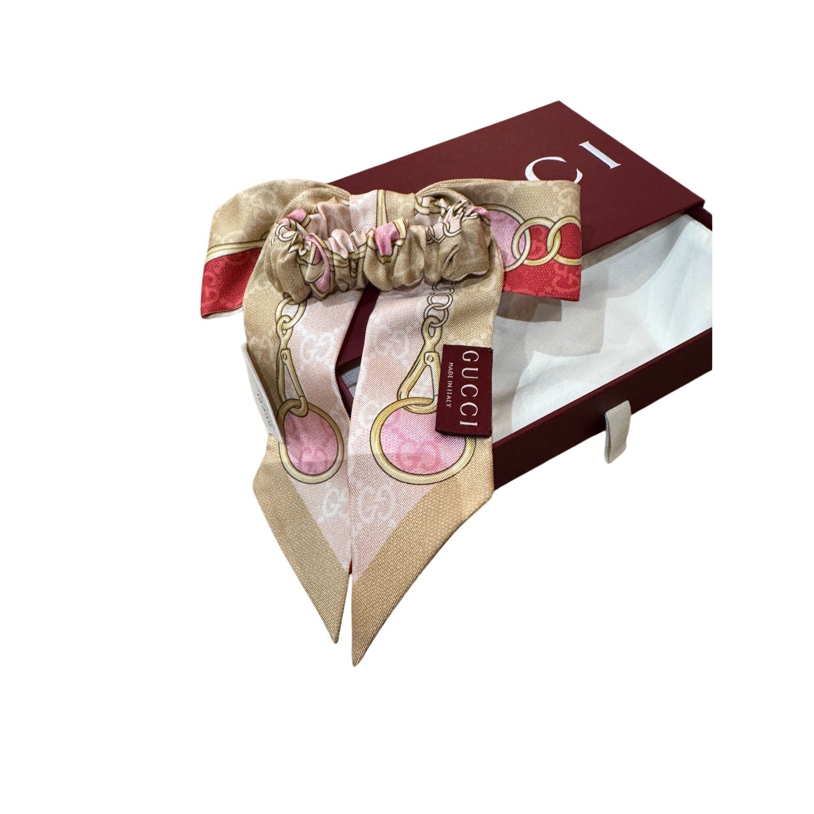 GUCCI Gg Chain Silk Scrunchie BNIB
