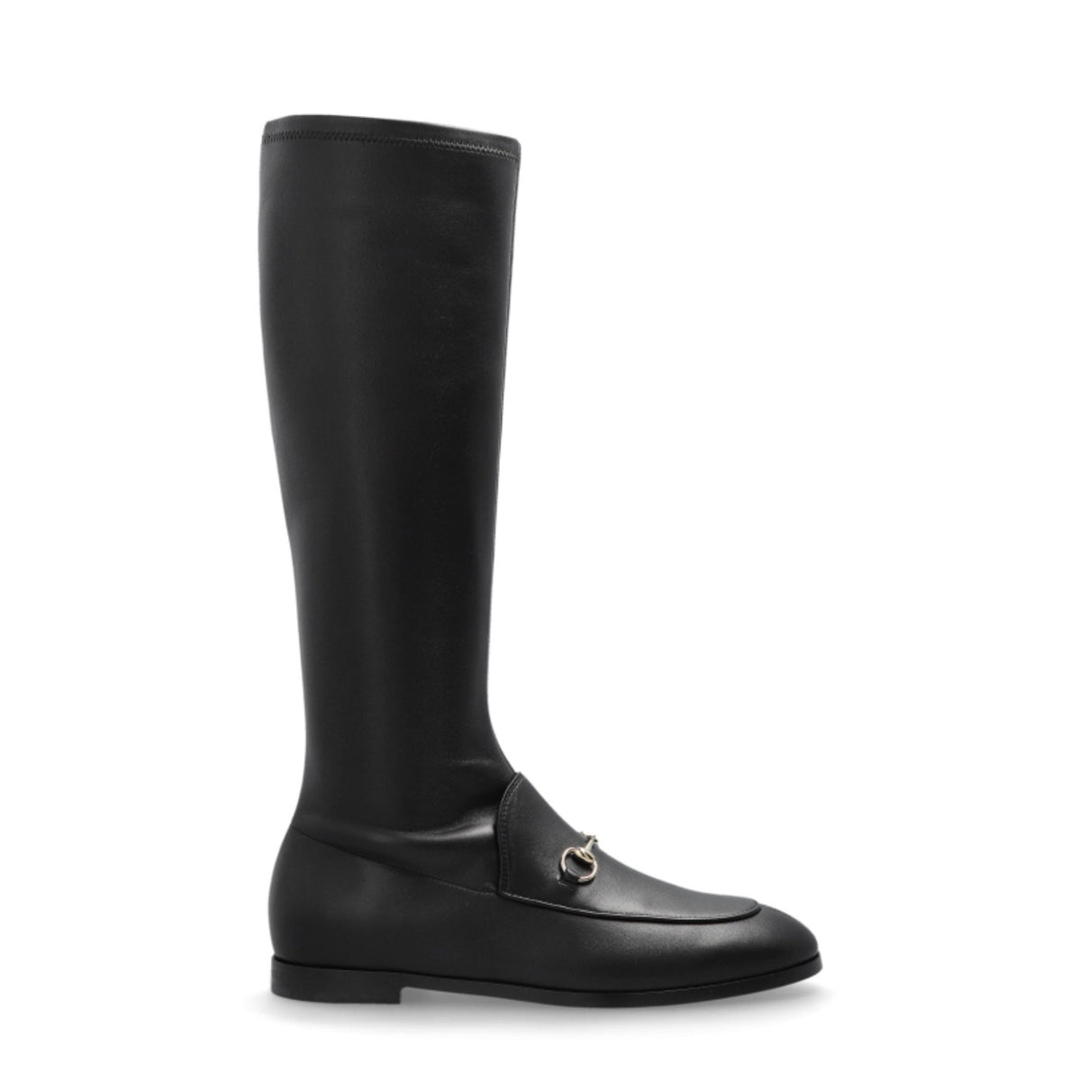 Gucci Jordaan Leather Knee High Boots Black Lambskin Horsebit Size 38.5 BNIB